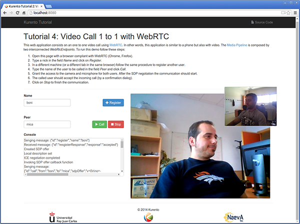 One to one video call screenshot
